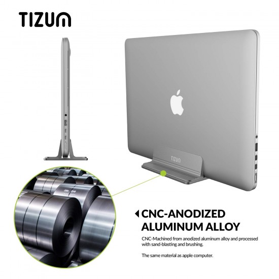 Tizum Vertical Laptop Stand for Desk with Adjustable Dock Width, 