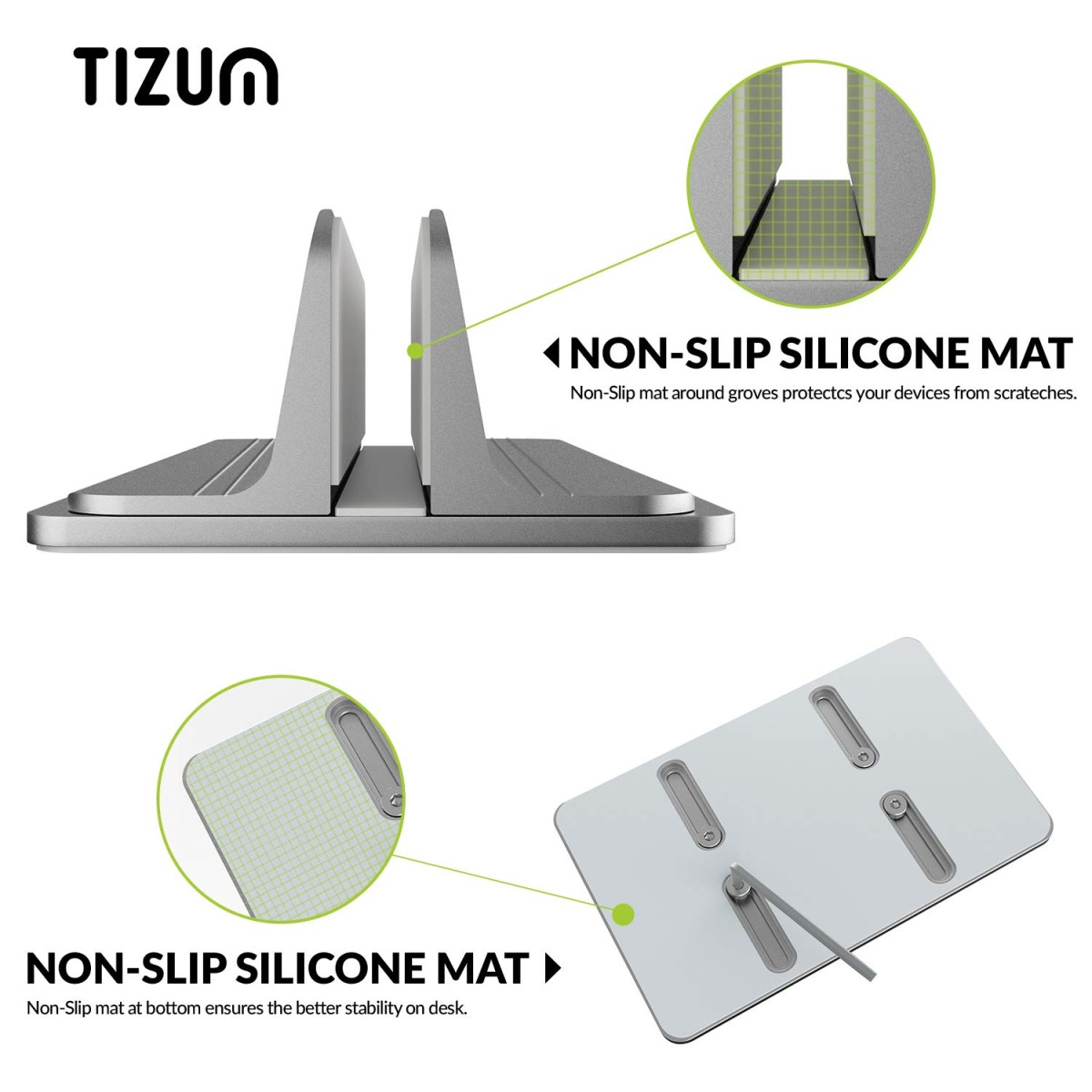 Tizum Vertical Laptop Stand for Desk with Adjustable Dock Width,