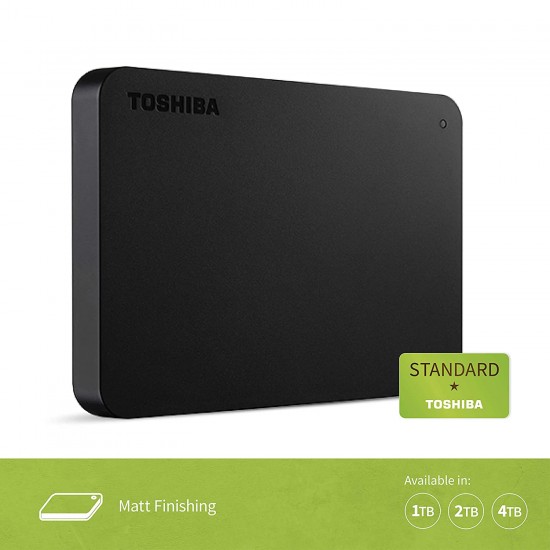 Toshiba Canvio Basics 1TB Portable External HDD - USB 3.2 for PC Laptop Windows and Mac, 3 Years Warranty, External Hard Drive - Black