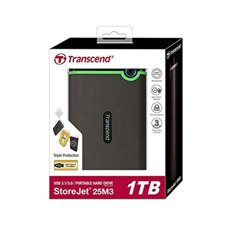 Transcend StoreJet 2TB USB 3.1 Gen 1 Compatible with PC, Mac, Tab, PS5 and Xbox,| RecoveRx Software |2.5" HDD | 3 Yrs. Warranty - TS2TSJ25M3S