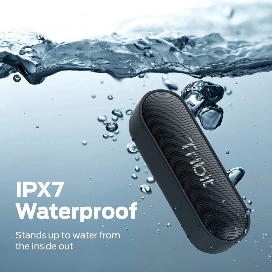 Tribit XSound Go 16W 5.0 Bluetooth Speaker with Loud Sound & Rich Bass, 24H Playtime, IPX7 Waterproof, Wireless Stereo Pairing (Black)