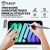 Tukzer 2-in-1 Capacitive Stylus Pen V2.0, Light Aluminum Body, Rubber Grip, for Touch Screen Devices, Smartphones, Tablets (Grey)