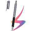 Tukzer 2-in-1 Capacitive Stylus Pen V2.0, Light Aluminum Body, Rubber Grip, for Touch Screen Devices, Smartphones, Tablets (Grey)