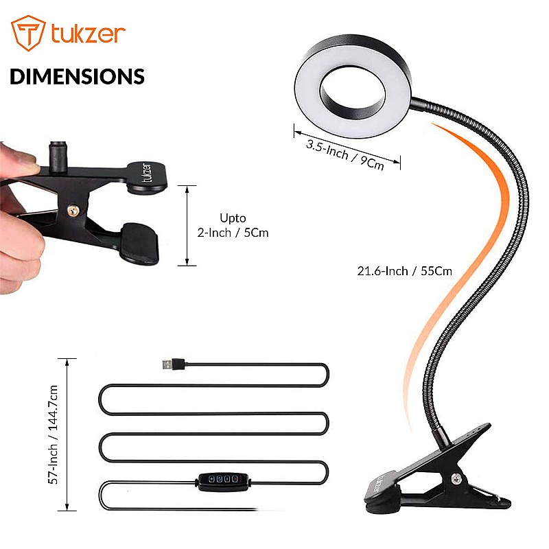 Tukzer 3.5 LED Selfie Ring Light Flexible Arm Desk Mount Clamp for Live Stream