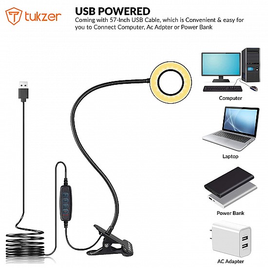 Tukzer 3.5 LED Selfie Ring Light Flexible Arm Desk Mount Clamp for Live Stream