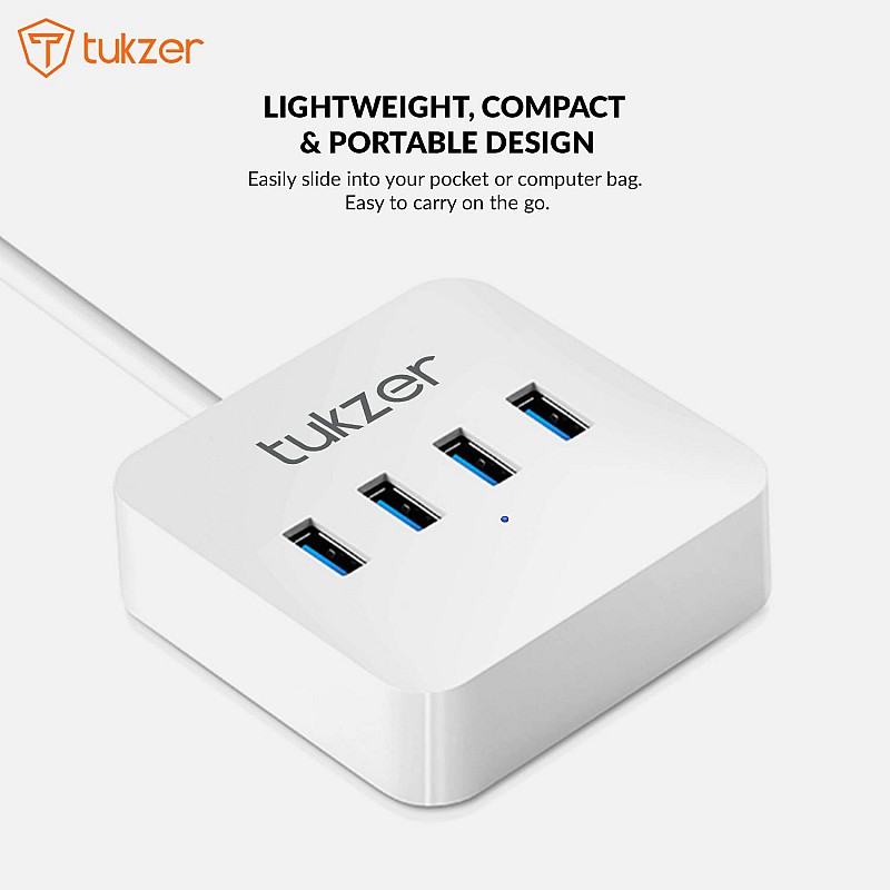 Tukzer 4-Port USB Hub 3.0 (TZ-U12) Superspeed Data Hub High Speed Compatible for All Laptops