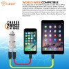 Tukzer 4.8 Amp Universal Car Mobile Charger| Dual USB Port 2.4A + 2.4A Fast Charging| DC12V-24V Cigarette Lighter Adapter| Emergency Glass Breaker Steel Tip| for All Smart Phones and Tablets (Silver)