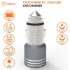 Tukzer 4.8 Amp Universal Car Mobile Charger| Dual USB Port 2.4A + 2.4A Fast Charging| DC12V-24V Cigarette Lighter Adapter| Emergency Glass Breaker Steel Tip| for All Smart Phones and Tablets (Silver)