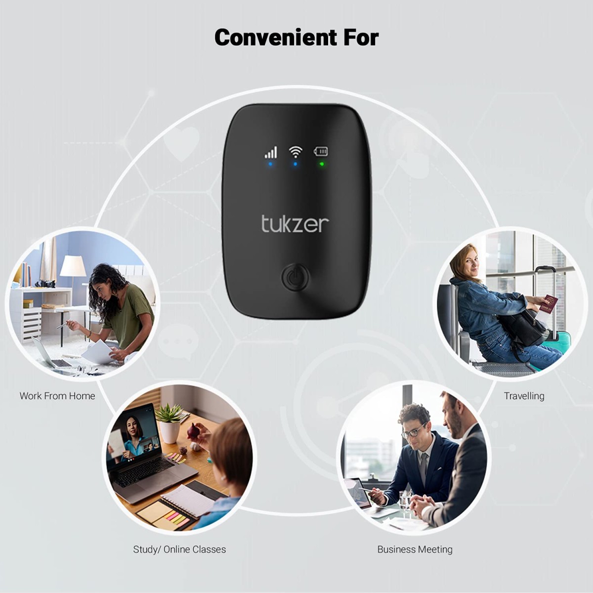 Tukzer 4G LTE Wireless Dongle with All SIM Network Support | Plug & Play Data Card Stick with up to 150Mbps WiFi Hotspot | 2100mAh Rechargeable Battery| SIM Adapter Included, Single_Band (Black)