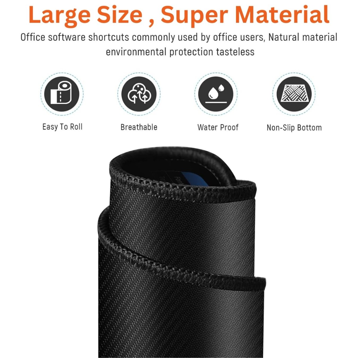 Tukzer Extended Gaming Mouse Pad with Windows & Office Excel Shortcuts Key, High Speed Mouse Tracking & Control, Stitched Embroidery Edges