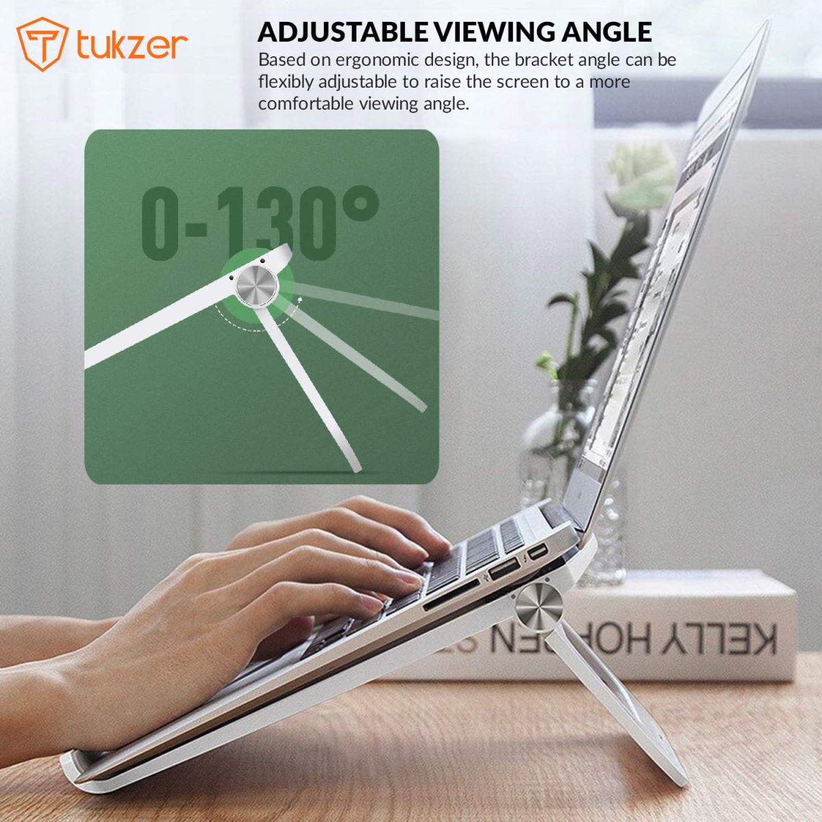 Tukzer Foldable Tabletop Laptop Stand Lap Desks, Portable Notebook Riser Stand & Gel Mouse Pad Wrist Rest Memory-Foam Ergonomic Mousepad| Cushion Wrist Support & Pain Relief