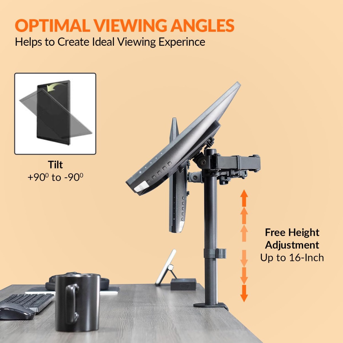 Tukzer Heavy Duty Dual LCD Monitor Desk Mount Stand with C-Clamp for 13 to 27-Inch Screen| Height Adjustable Arm Mount, Swivel & Tilt Support, Articulating Stand with Universal Vesa Plates (Black)