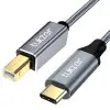 Tukzer High Speed USB Type C to USB B 2.0 Printer Cable Cord| Nylon Braided Fiber Jacket, Gold Plated Connectors| Compatible with MacBook (Black)