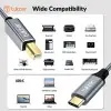 Tukzer High Speed USB Type C to USB B 2.0 Printer Cable Cord| Nylon Braided Fiber Jacket, Gold Plated Connectors| Compatible with MacBook (Black)