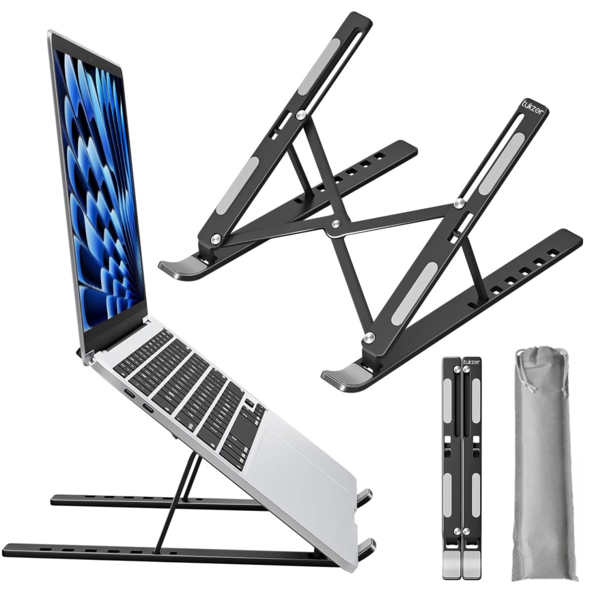 Tukzer (Imported Foldable Laptop Stand Riser for Laptop, MacBook, Notebook & Tablets up to 17 Inch, 7 Level Height Angle