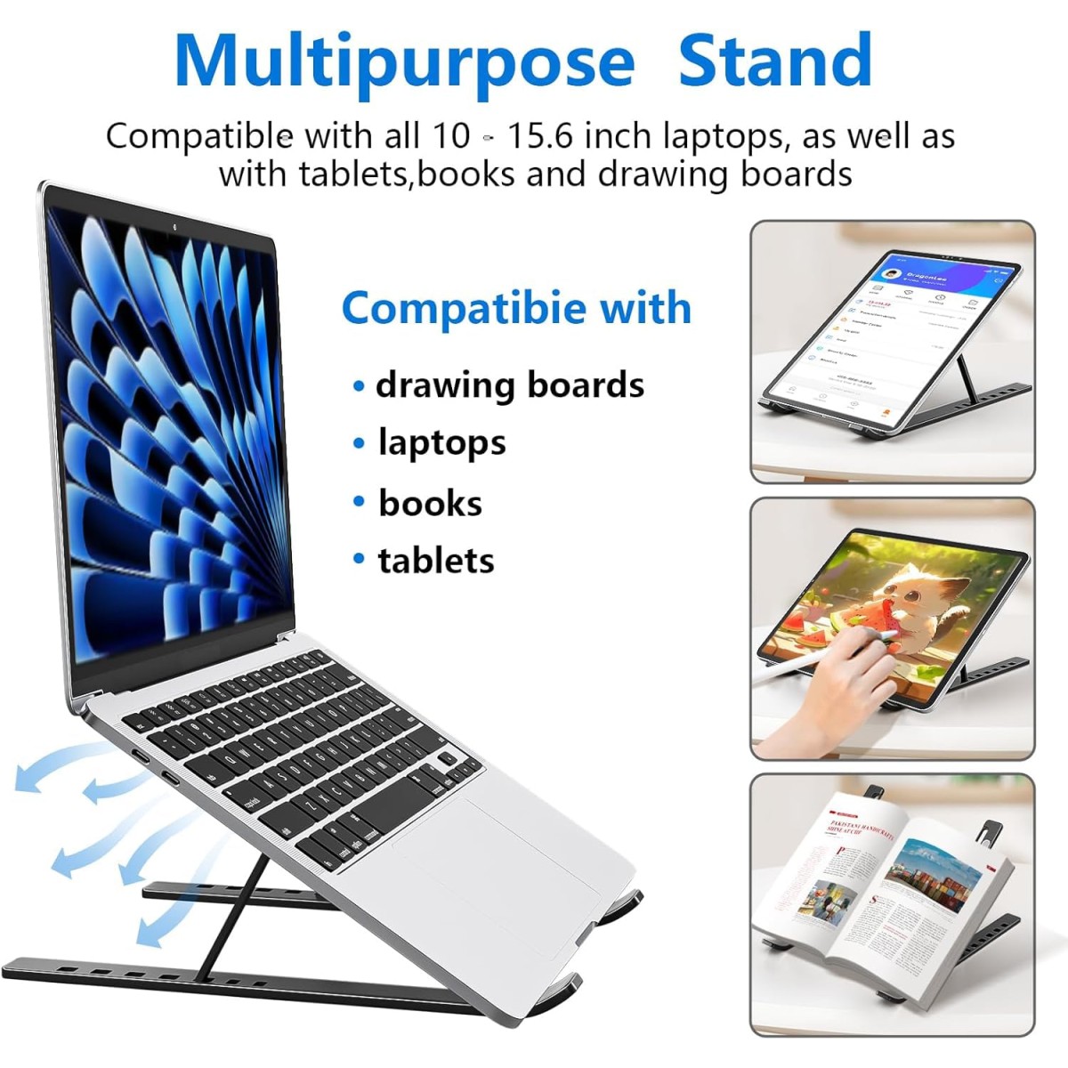 Tukzer (Imported Foldable Laptop Stand Riser for Laptop, MacBook, Notebook & Tablets up to 17 Inch, 7 Level Height Angle