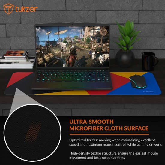 Tukzer Large Size (795mm x 298mm x 3.45mm) Extended Gaming Mouse Pad Stitched Embroidery Edges Non-Slip Rubber Base 
