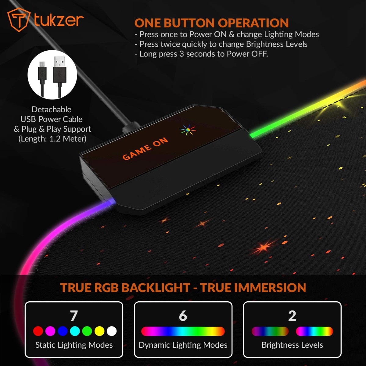 Tukzer RGB Gaming Mouse Pad Large Extended Soft Led Mouse Pad with 13 Lighting Modes for Computer Laptop Mousepads Mat TZ-GD11