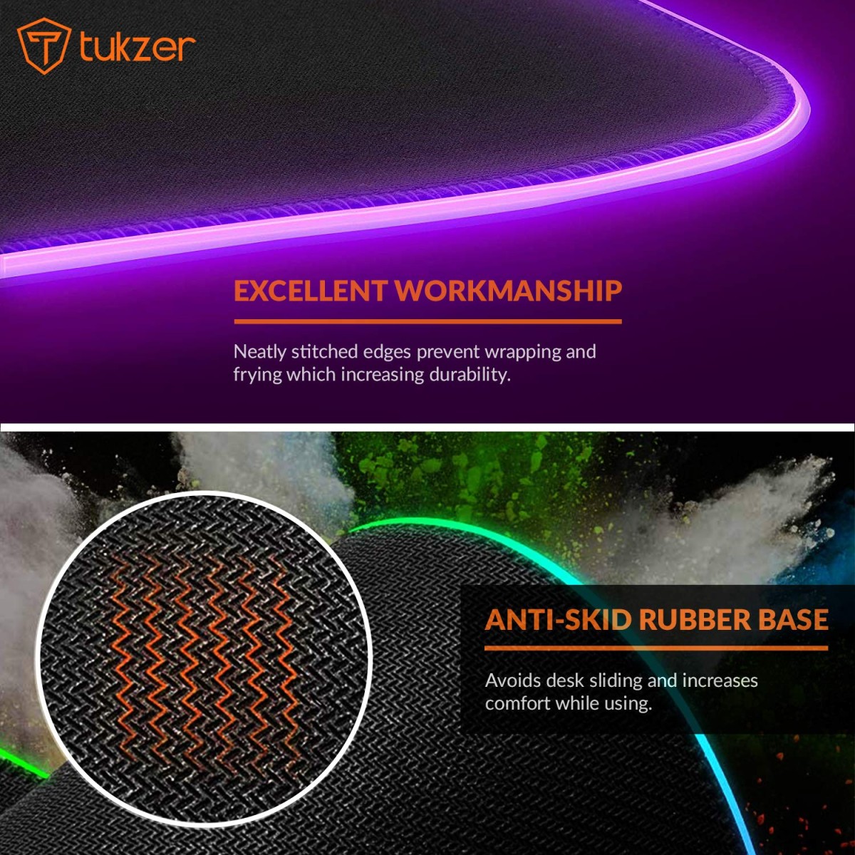 Tukzer RGB Gaming Mouse Pad Large Extended Soft Led Mouse Pad with 13 Lighting Modes for Computer Laptop Mousepads Mat TZ-GD11