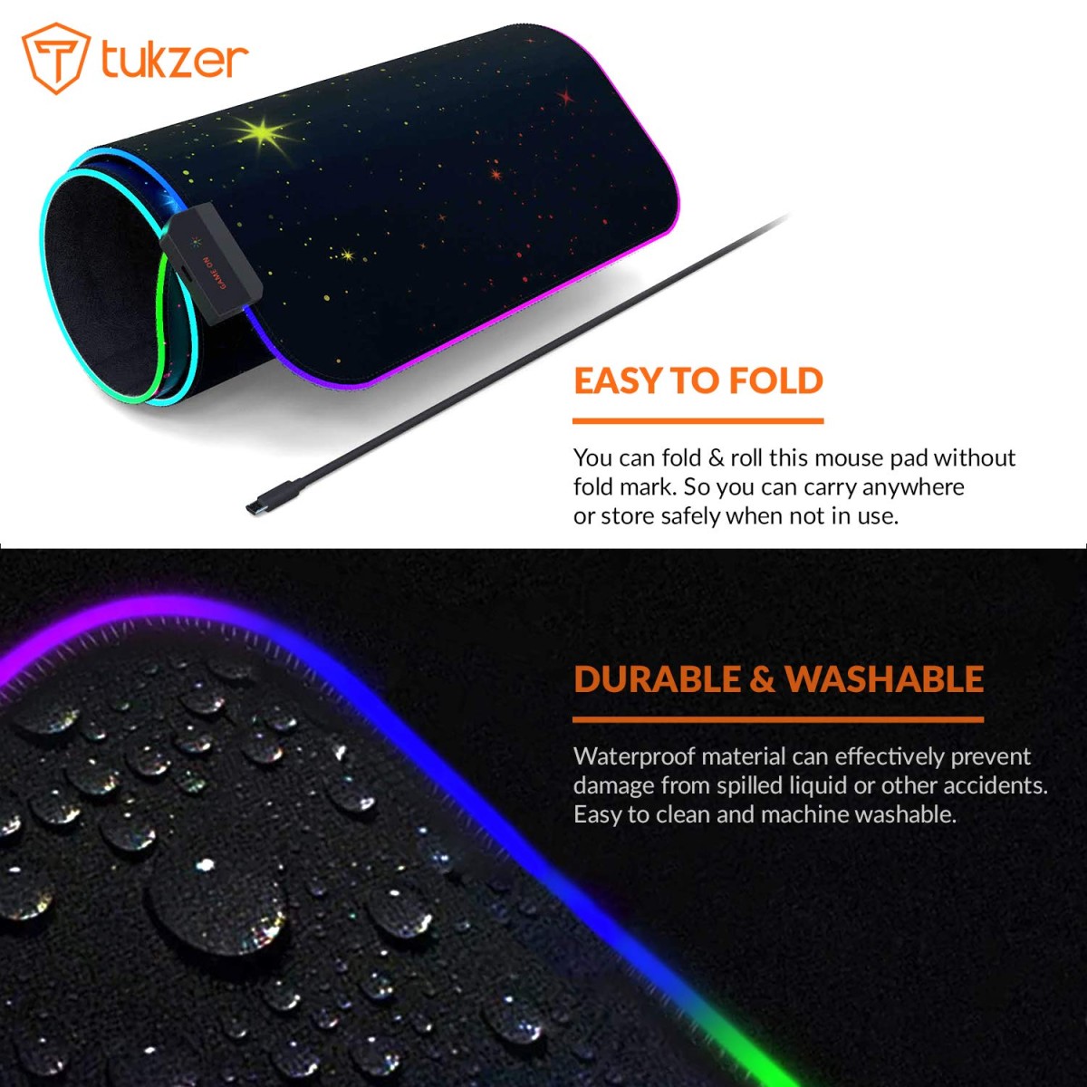 Tukzer RGB Gaming Mouse Pad Large Extended Soft Led Mouse Pad with 13 Lighting Modes for Computer Laptop Mousepads Mat TZ-GD11