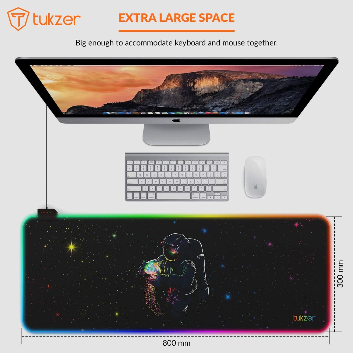 Tukzer RGB Gaming Mouse Pad Large Extended Soft Led Mouse Pad with 13 Lighting Modes for Computer Laptop Mousepads Mat TZ-GD11
