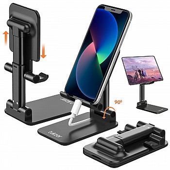 Tukzer Tabletop Fully Foldable Tablet  and Mobile Stand Holder  (Black)