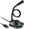 Tukzer USB Computer Microphone, RGB Mic, Omnidirectional Condenser Noise-Cancelling with On-Off Button, Plug & Play Desktop Laptop Mic (Black) 