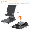 Tukzer Universal Tablet Tabletop Stand Mobile Holder| Dual Poles Heavy Base Aluminum, Foldable, Multi-Angle Height Adjustable Stand for iPad Tablets Smartphones E-Book Readers Up to 15.6 inc Jet Black