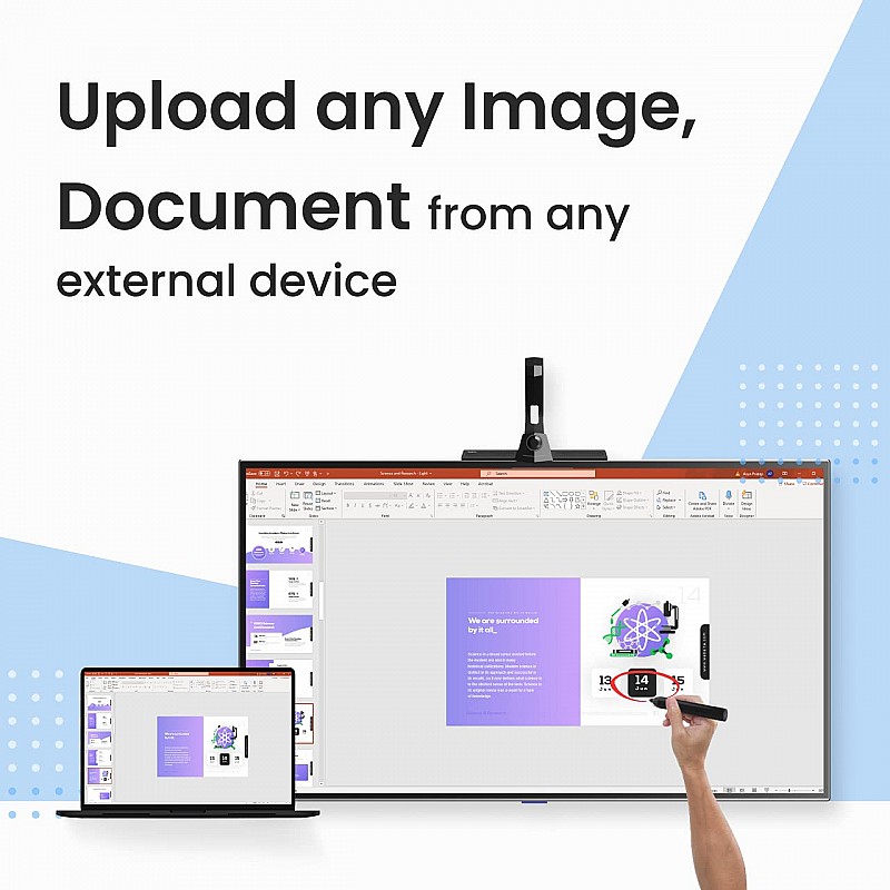 TutorPlus Portable Interactive Panel, Convert Any Monitor/Display (32 inches - 65 inches) into Digital white 