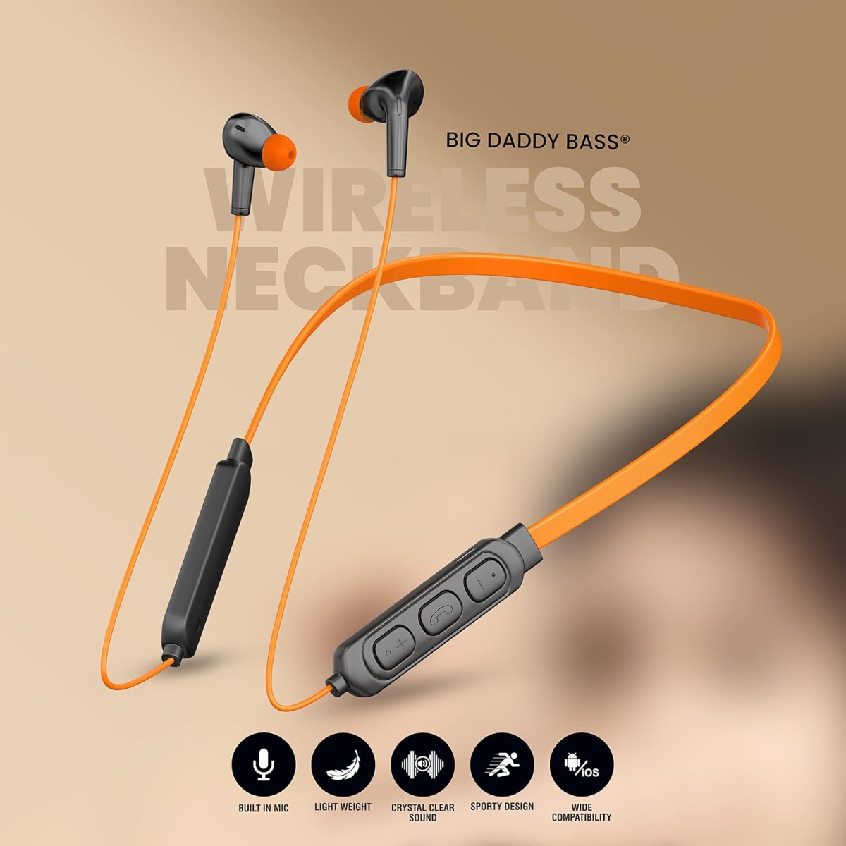 UBON CL-117 Bluetooth Wireless Earphones 5.0 with Hi-Fi Stereo Sound, 12Hrs Playtime, Lightweight Ergonomic Neckband,