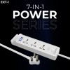 UBON EXT-1 7-in-1 Power Series, 6Amp Extension Board with 3 Sockets, 3 USB Ports, 1 Mobile Stand, 2mtr Tangle-Free Cord for Home & Office Use, Universal Compatibility (White)