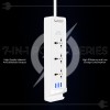 UBON EXT-1 7-in-1 Power Series, 6Amp Extension Board with 3 Sockets, 3 USB Ports, 1 Mobile Stand, 2mtr Tangle-Free Cord for Home & Office Use, Universal Compatibility (White)