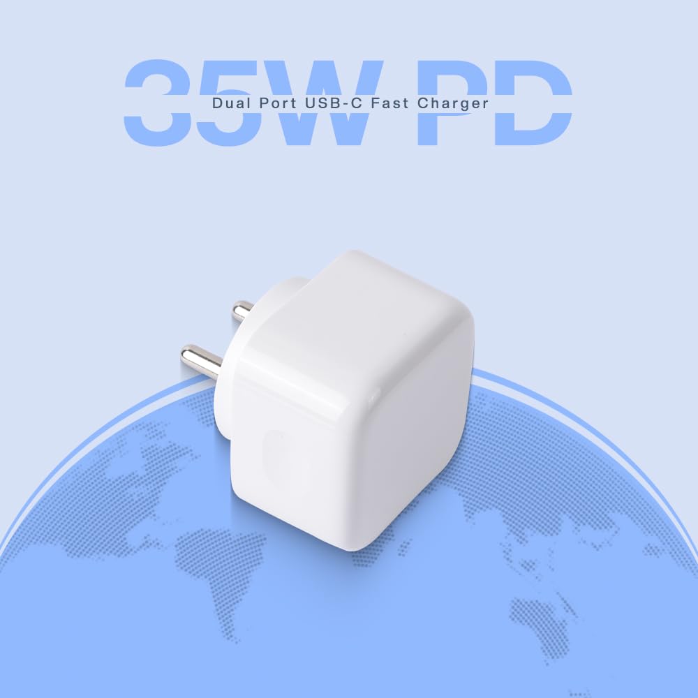 UNIGEN® 35W PD Dual Port USB-C Fast Charger Adapter with Multi-Protection, BIS Certified, Compatible with iPhone 17–11 Series, Samsung