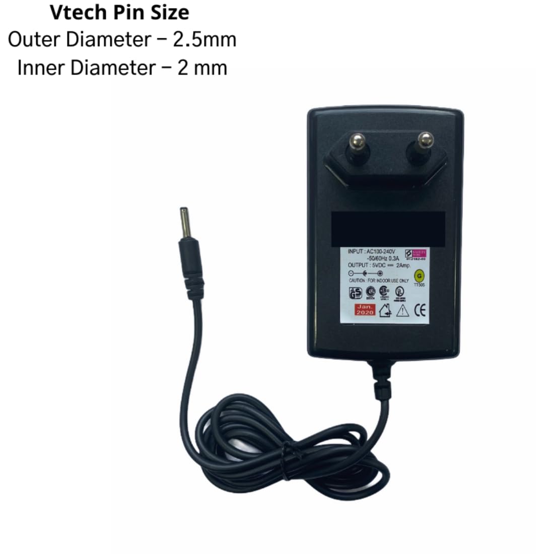 Upix 5V 2A Power Adapter with [Slim PIN] Supply AC Input 100-240 V Set Top Charging or Powering USB Devices, Microcontrollers,Computers, LED Light Strips, DTH Box, Modem Electronic Gadgets.