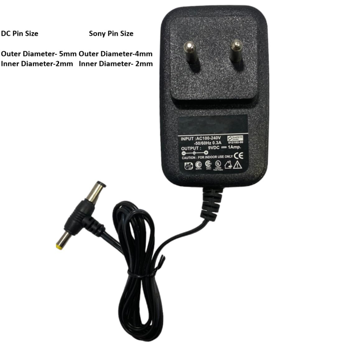 Upix 9V 1A Power Adapter (with DC & Sony Pin), Power Supply AC Input 100-240 V for Music Keyboard, Piano, Guitar Pedals, Certain Audio
