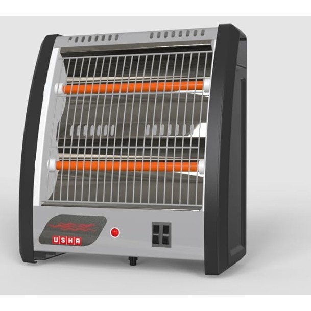 Usha 2 Rod 800 Watt Quartz Heater with Low Power Consumption and Tip Over Protection (4302N, Grey) Usha 2 Rod 800 Watt Quartz Heater with Low Power Consumption and Tip Over Protection (4302N, Grey)