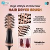 VEGA Litstyle L3 Volumizer Hair Dryer Brush With 3 Heat/2 Speed Settings, Tourmaline Ceramic Coated Barrel, All In 1 Compact Hot Air Blow Dryer Brush For Women, (VHSD-03), (500Watt, Black Gold)