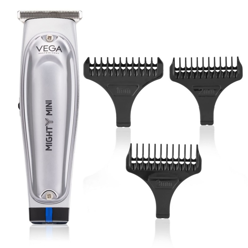 VEGA PROFESSIONAL Men Mighty Mini Hair Trimmer With Stainless Steel T-Wide Ultra Close Blade, 6500 Rpm Motor, 120 Mins Runtime, 90 Min Charging Time, Cord & Cordless Use For Salon, (Vpvht-07)