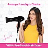 VEGA Pro Touch 1800-2000 Watts Professional Hair Dryer with 2 Detachable Nozzles (VHDP-02)- Black