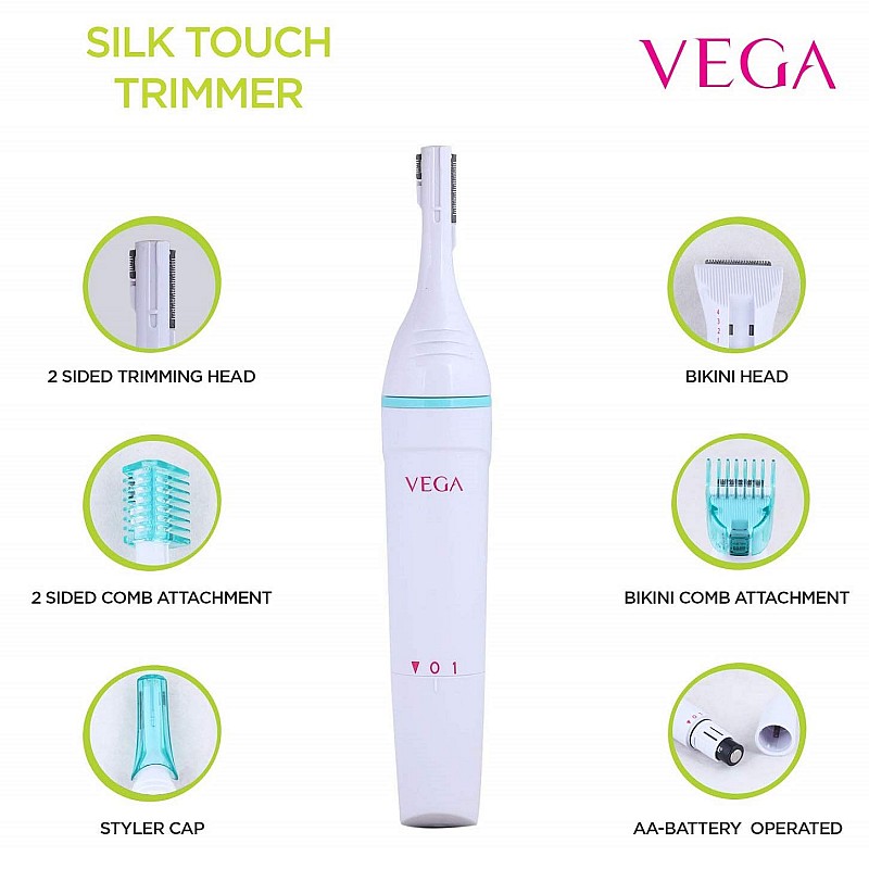 VEGA Silk Touch Eyebrow, Underarms & Bikini Trimmer for Women, (VHBT-01)