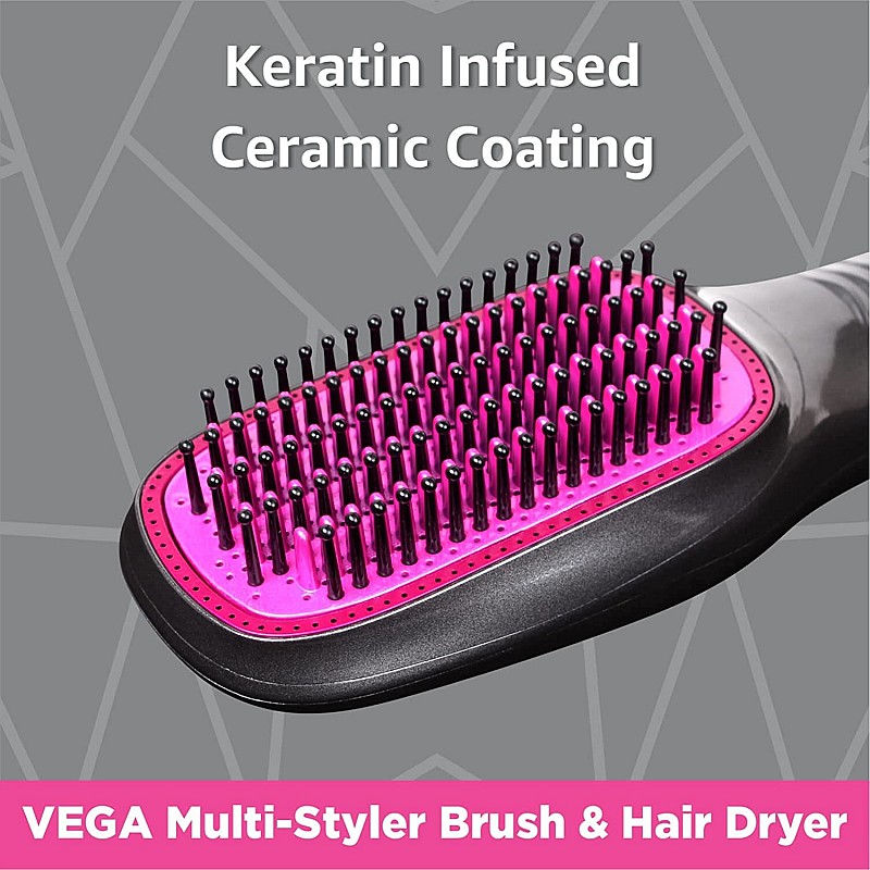 VEGA VHSD-01 2 In 1 Multi Hair Styler Brush & Dryer, 1200 Watts, Keratin Infused Coating & Anti-Static Bristles