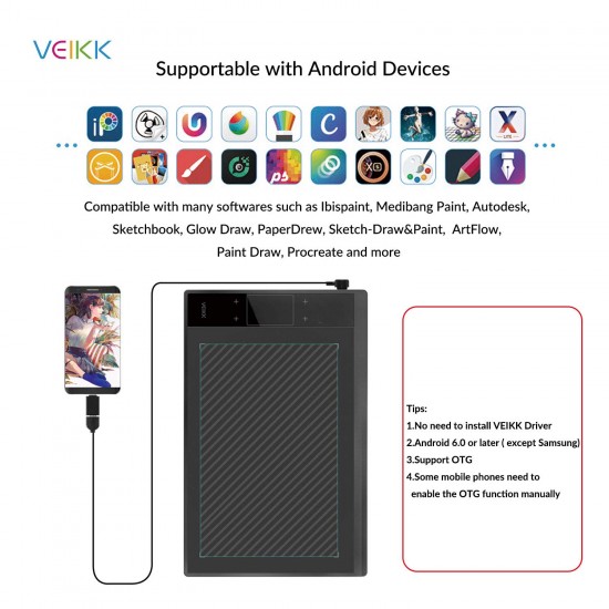 VEIKK A30 V2 Graphic Drawing Pen Tablet 10 * 6 Inch with 8192 Levels Passive Pen Compatible with Windows Linux&Mac System &Support Android