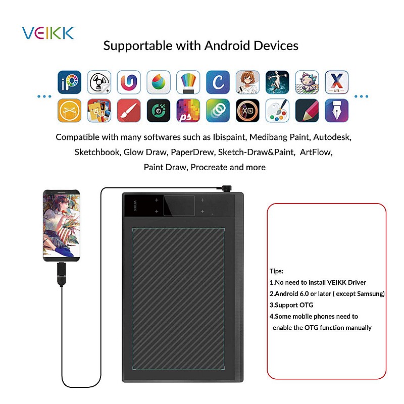 VEIKK A30 V2 Graphic Drawing Pen Tablet 10 * 6 Inch with 8192 Levels Passive Pen Compatible with Windows Linux&Mac System &Support Android