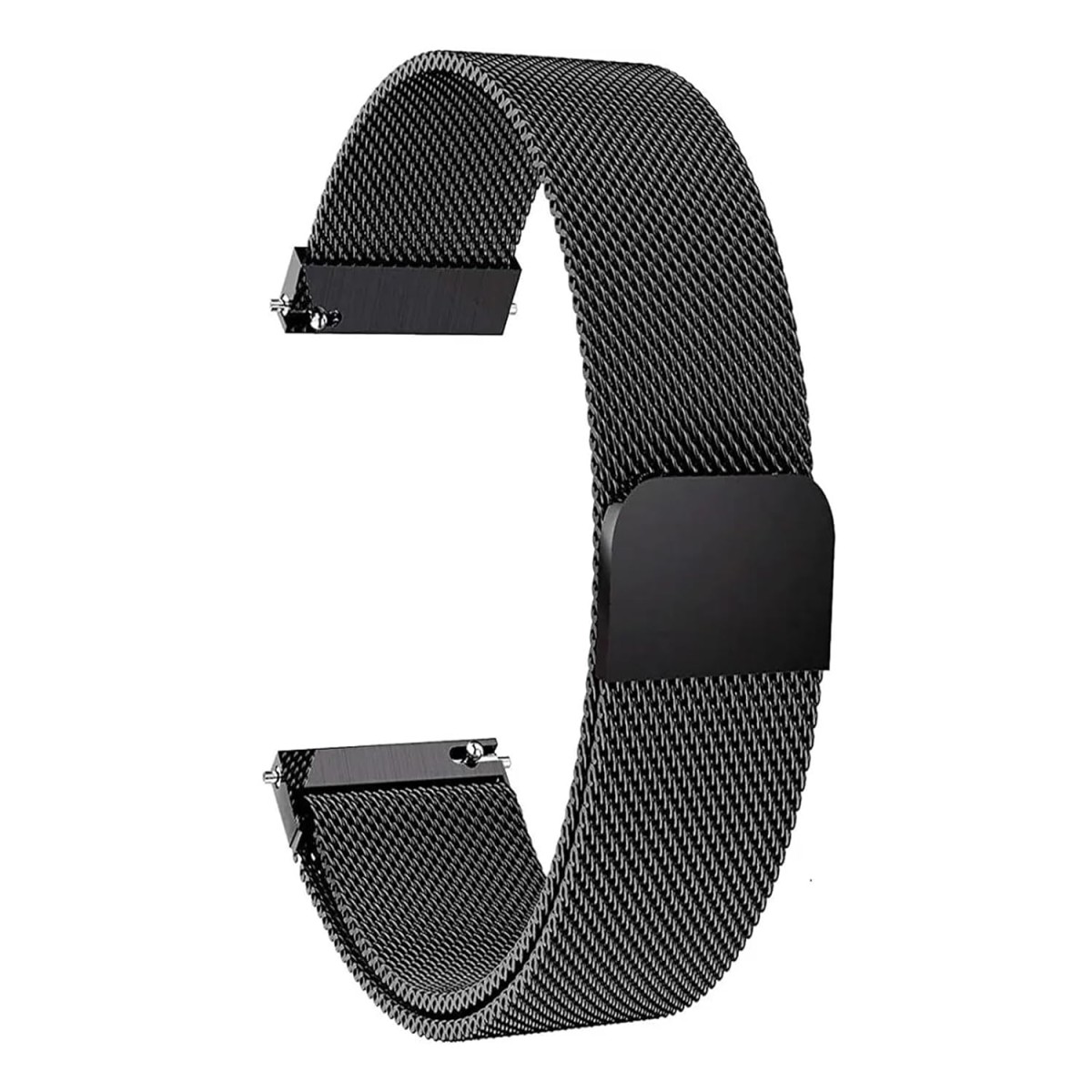 VEROX Stainless Steel 19mm Strap for Smart Watch Strap with Magnetic Buckle Compatible with Boat Storm, Noise Colorfit Pro, and All The 19mm Smart Watch - Black