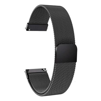 VEROX Stainless Steel 19mm Strap for Smart Watch Strap with Magnetic Buckle Compatible with Boat Storm, Noise Colorfit Pro, and All The 19mm Smart Watch - Black