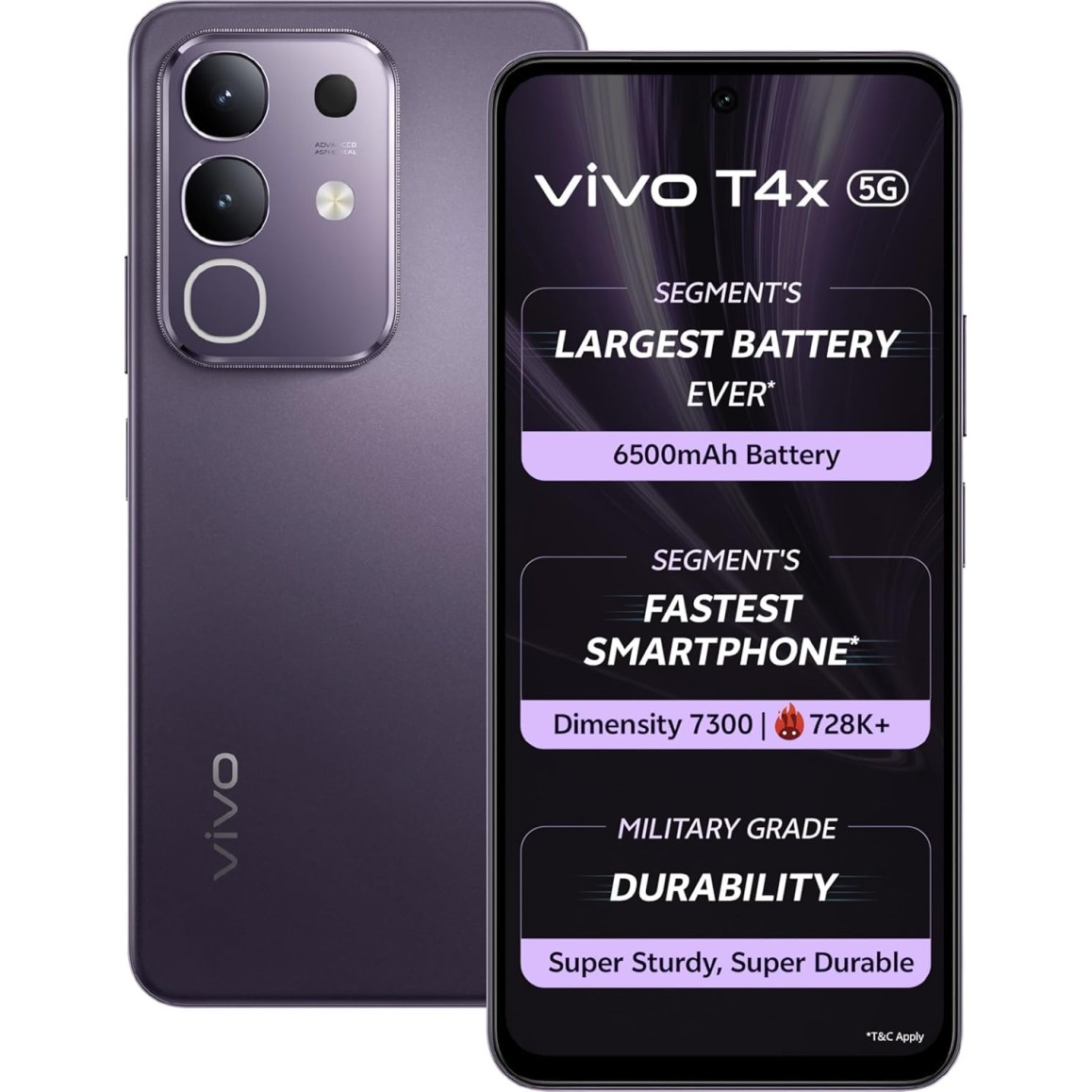VIVO T4x 5G (Pronto Purple, 8GB RAM + 256GB Storage)