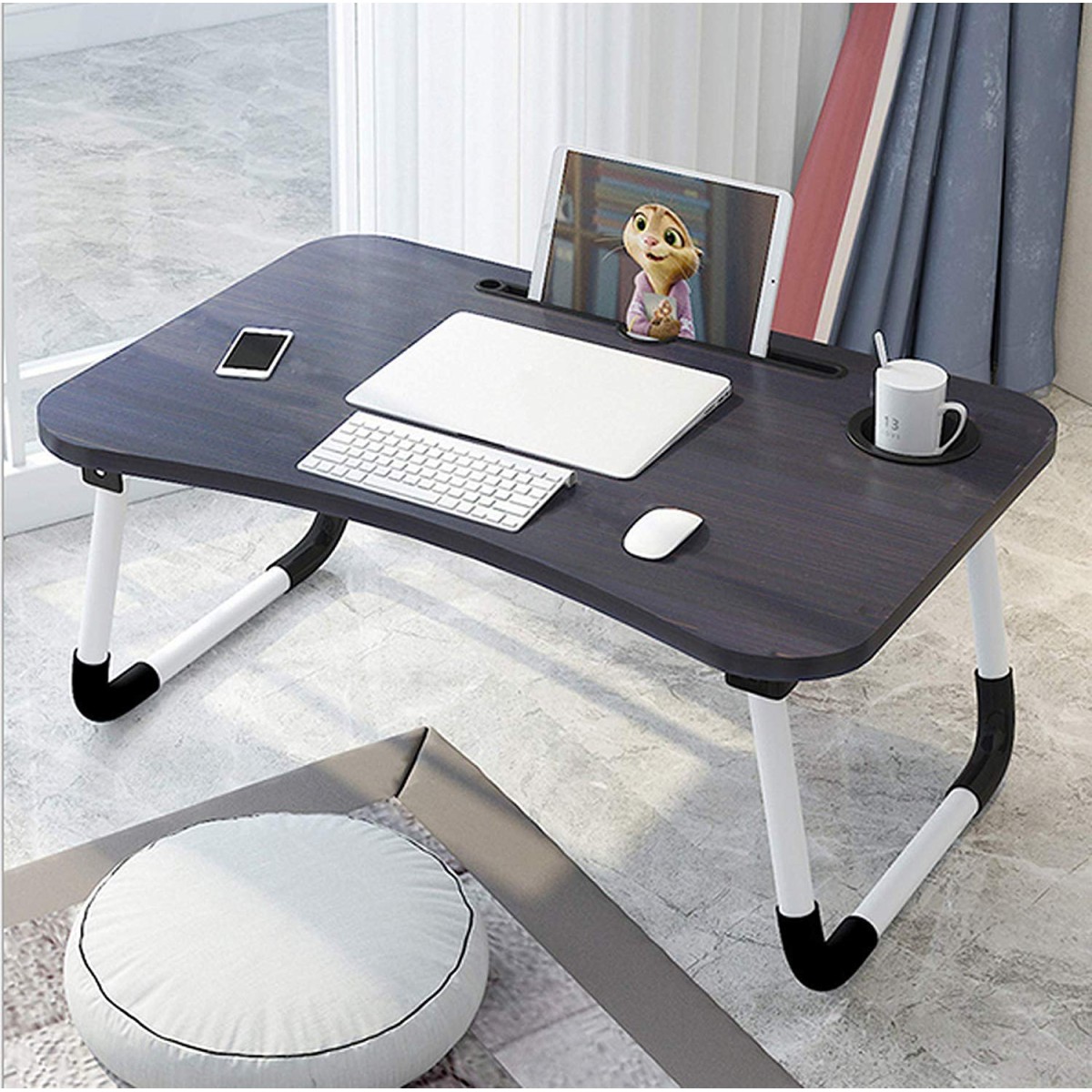 VMS OfficeBuddy Multipurpose Foldable Laptop Table with Cup & Tablet Holder