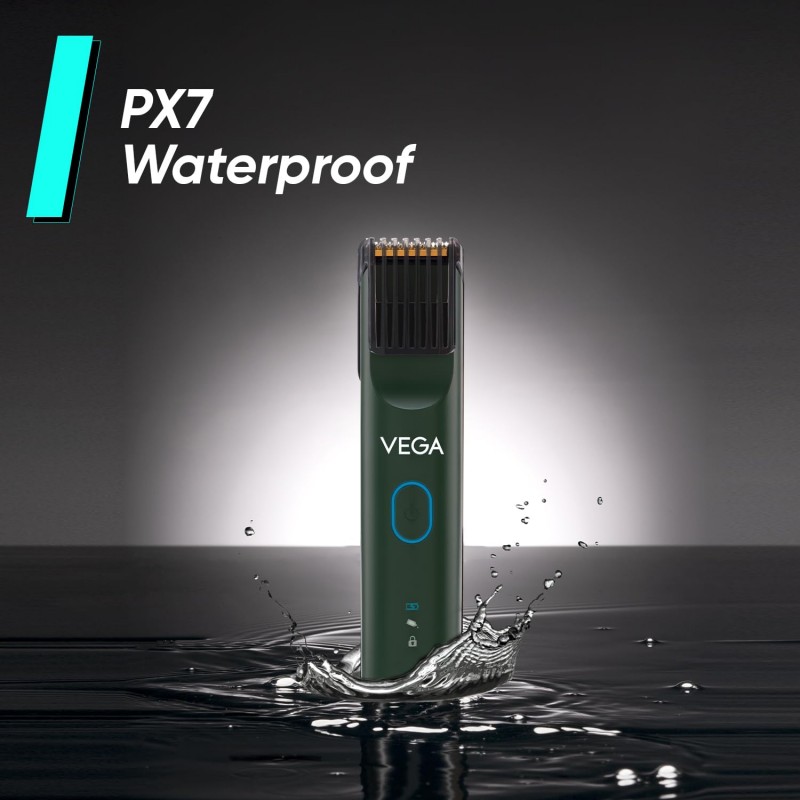 Vega Battery Powered SmartOne S3 Beard Trimmer for Men with Titanium Blade, 160 mins Runtime, IPX7 Waterproof & 40 Length Settings, Travel Lock, Travel Friendly, Green, (VHTH-36