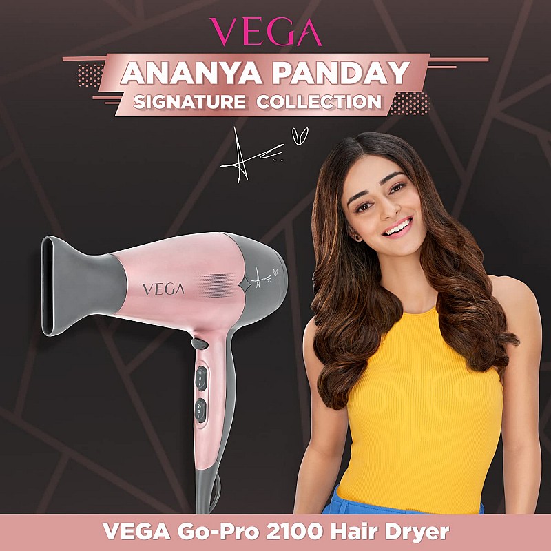 Vega Hair Dryer for Women With Cool Shot Button & 3 Heat Settings, 2100W Blow Dryer, (VHDH-25)