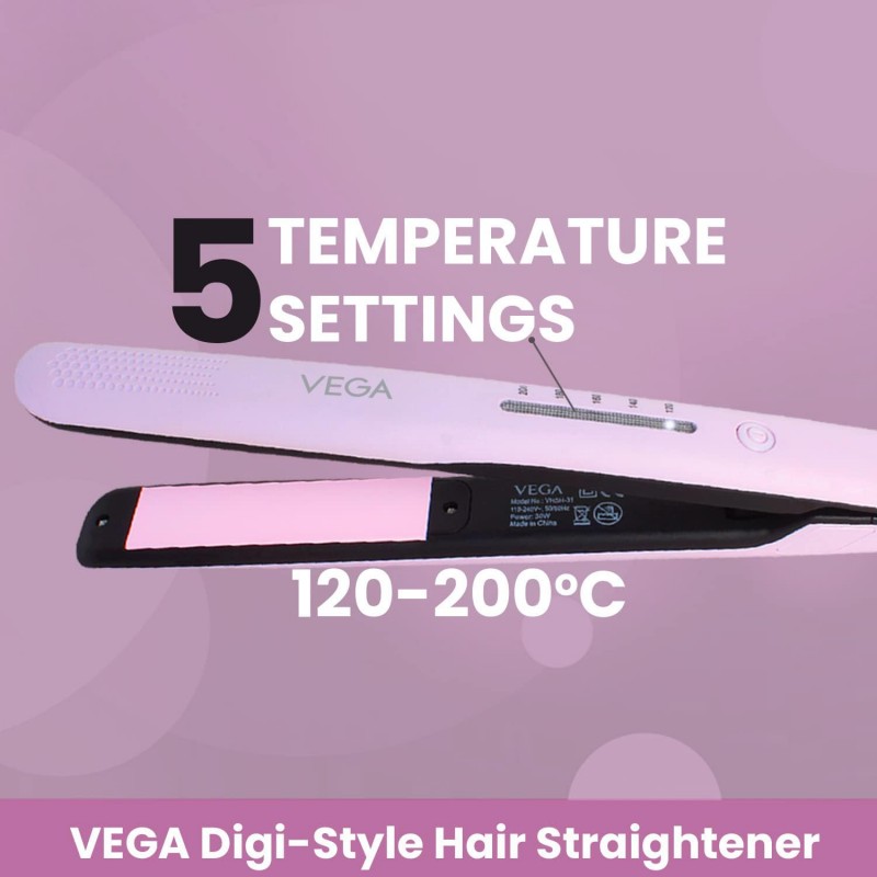 Vega K Shine Hair Straightener for Women with Keratin infused Plates for Minimise Hair Damage, Heat upto 200°C, Power Indicator Light, Rose Gold, (VHSH-28)